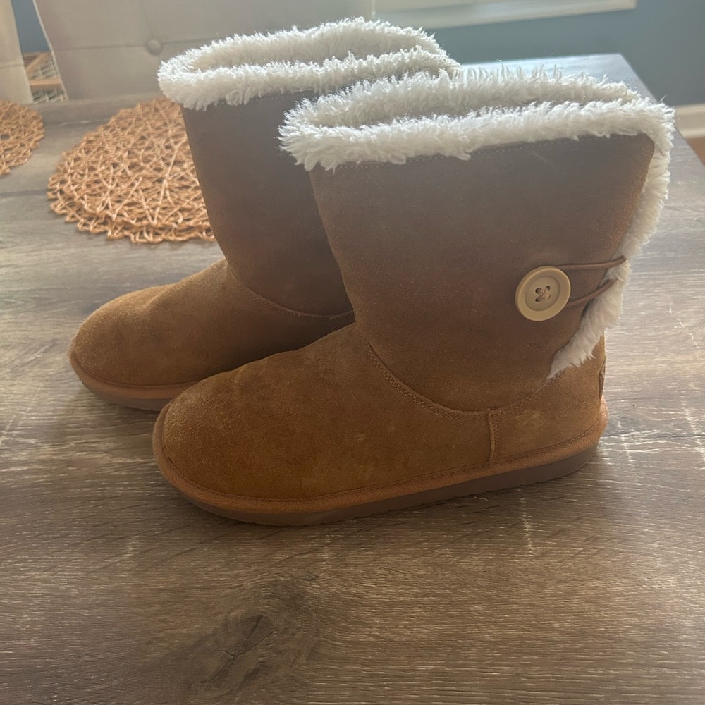 Cozy Tan Suede Boots with Button Detail